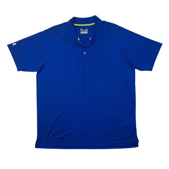 Under Armourl Polo Shirt Mens L Large Surf Blue HeatGear Catalyst Droptail - Picture 1 of 13